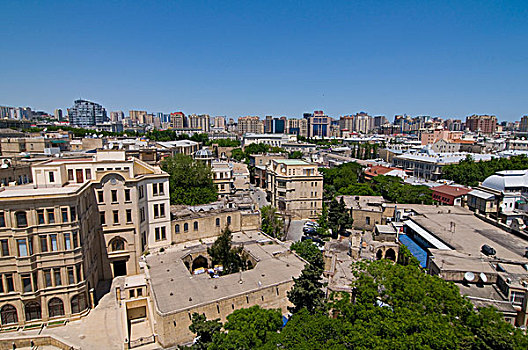 巴库,全景,阿塞拜疆,中东
