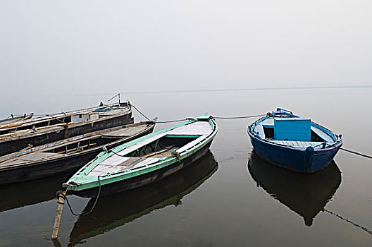 泊船,河,恒河,瓦腊纳西,北方邦,印度