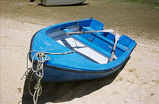 蓝色,划桨船