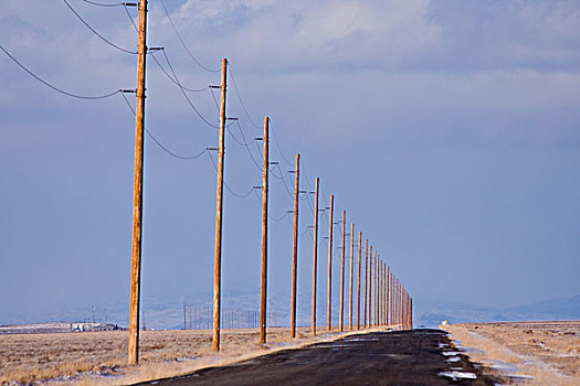 道路,长,线条,电线杆,盐滩,犹他