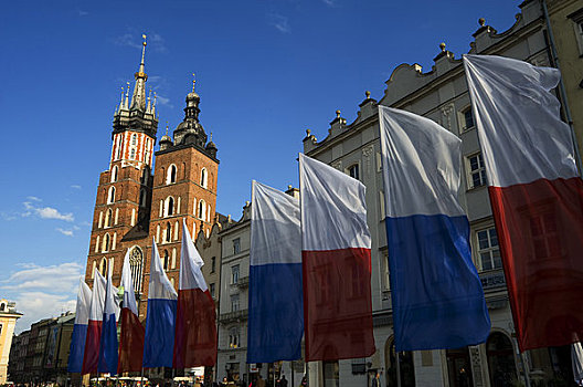 波兰,克拉科夫,市场,大教堂,背景