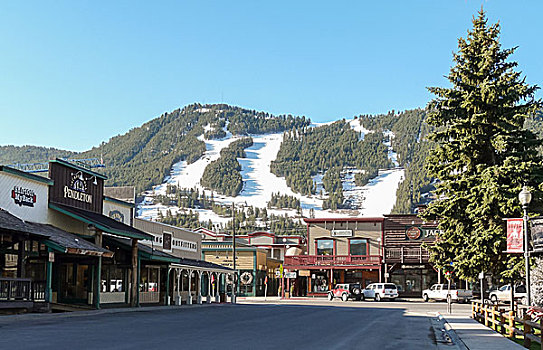 街道,杰克森洞山谷,滑雪坡,背景