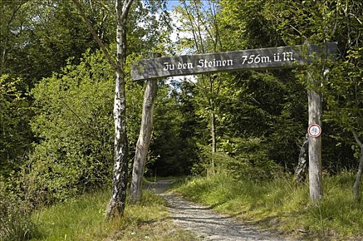标牌,岩石构造,徒步旅行,藻厄兰,区域,北莱茵威斯特伐利亚,德国