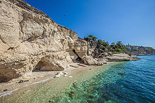 岩石构造,海滩,萨丁尼亚,意大利