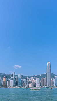 中国香港维多利亚港码头和cbd建筑群