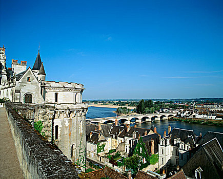 俯拍,城堡,卢瓦尔河,昂布瓦斯,法国