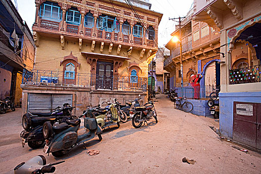 印度,摩托车,停放,街上