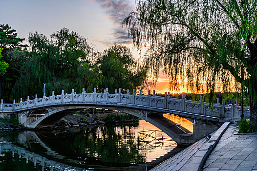 桥,-,长春南湖公园秋季景观