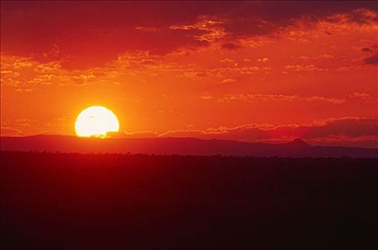 日落,悬崖,南卢安瓜国家公园,赞比亚