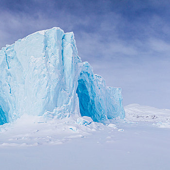 冰山,冰冻,峡湾,海岸,巴芬岛,笔直,努纳武特,加拿大,北美