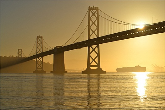 海湾大桥,日出,旧金山,加利福尼亚