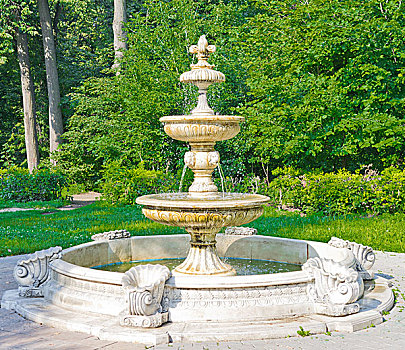 古老,喷泉,公园,莫斯科