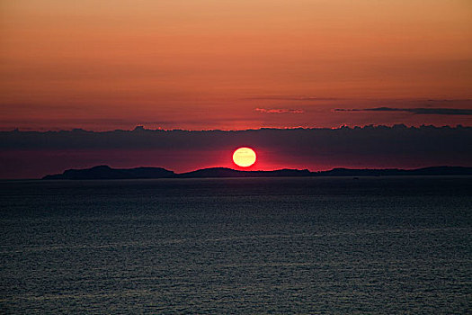 落日,风景,索伦托,半岛,那不勒斯湾,坎帕尼亚区,意大利,地中海,欧洲