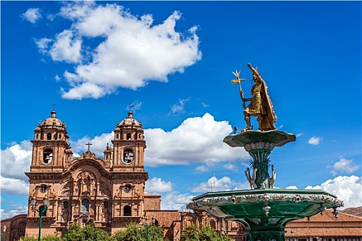 教堂,喷泉,库斯科,秘鲁