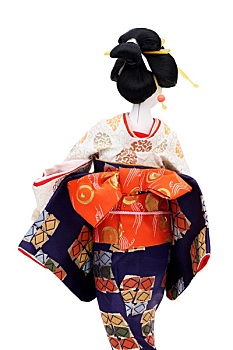 背面视角,传统,日本人,艺伎,娃娃