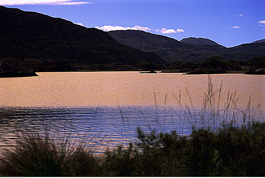 湖,风景,暮色天空,基拉尼国家公园,爱尔兰