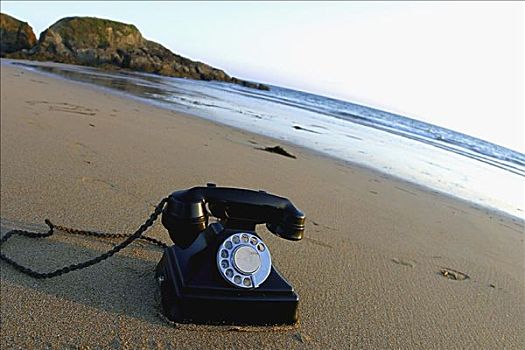 特写,电话,海滩