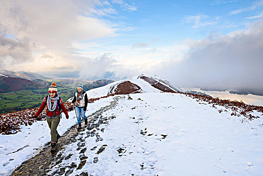 落下,晚秋,雪,英国人,湖区国家公园