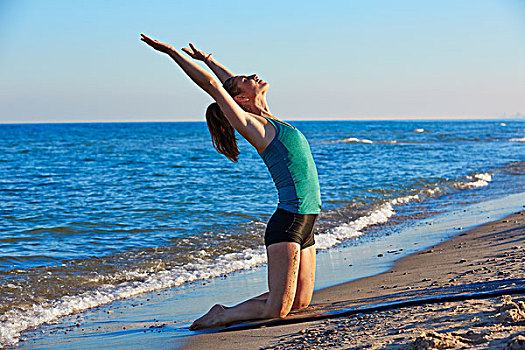瑜珈,锻炼,训练,户外,海滩,沙子