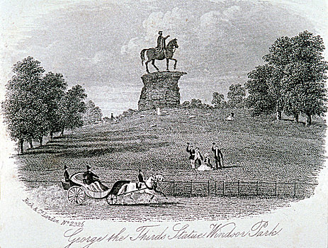 骑马雕像,乔治三世,雪,山,温莎公爵,公园,伯克郡,艺术家