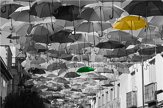 街道,装饰,彩色,伞,马德里,西班牙