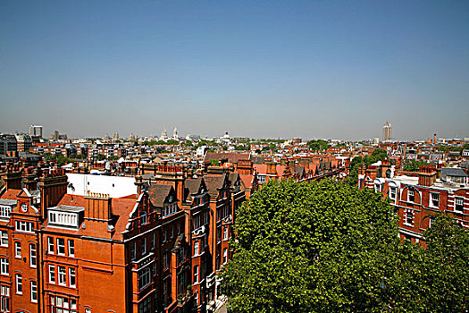 全景,上方,屋顶,切尔西,骑士桥街区,南,肯辛顿,伦敦,英国