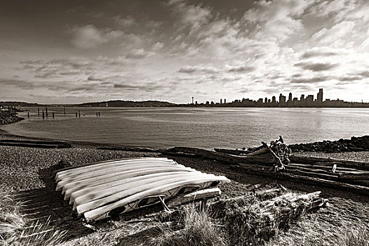 独木舟,西雅图,天际线