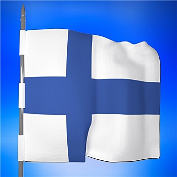 芬兰,旗帜,蓝天