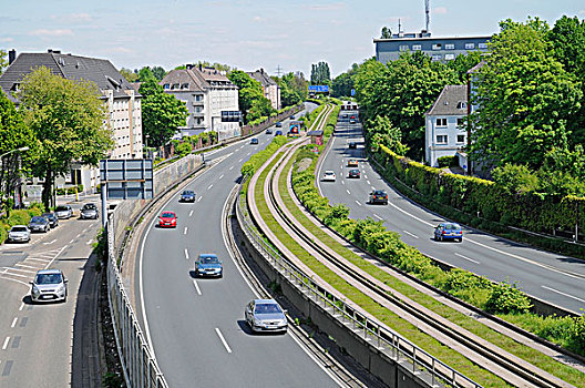 高速公路,迅速,道路,巴士,巷道,中心,预留,鲁尔区,北莱茵威斯特伐利亚,德国,欧洲