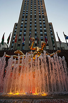 普罗米修斯,雕塑,洛克菲勒中心,曼哈顿,纽约,美国