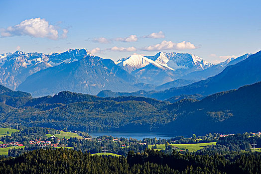阿尔卑斯山,靠近,风景,城堡,斯瓦比亚,巴伐利亚,德国,欧洲