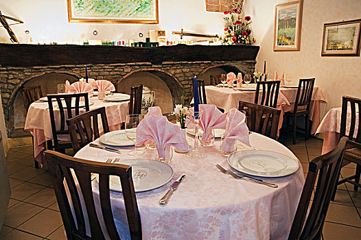 桌子,餐馆,圣吉米尼亚诺,托斯卡纳,意大利,欧洲