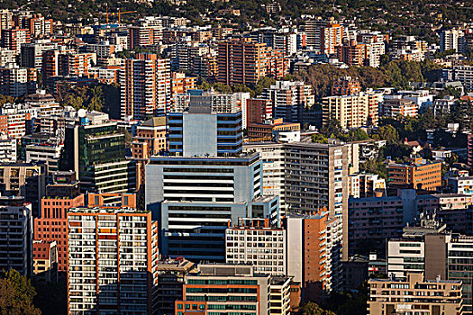 智利,圣地亚哥,俯视图,建筑,圣克里斯托瓦尔,山