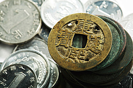 古老,中国,硬币