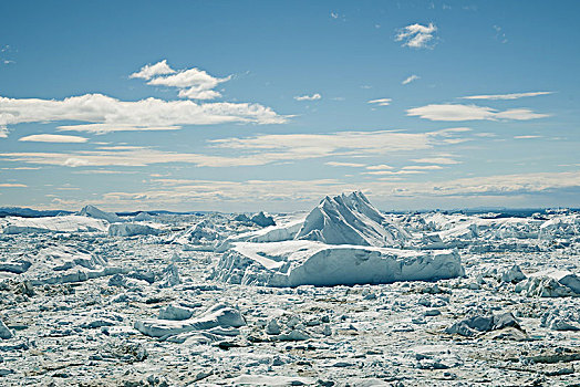 峡湾,浮冰,冰山,西格陵兰,格陵兰,北美