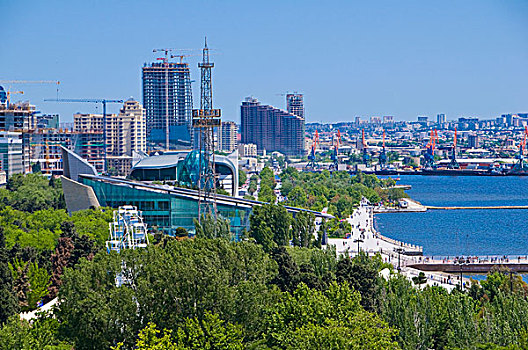 风景,上方,海岸,巴库,湾,阿塞拜疆