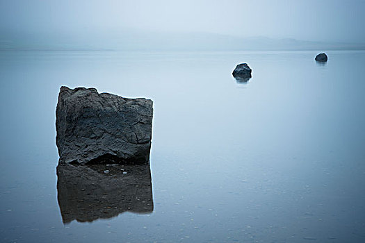 石头,反射,平和,水,冰岛