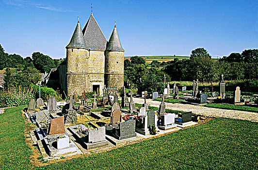 法国,香槟阿登大区,阿登高地,教堂,墓地
