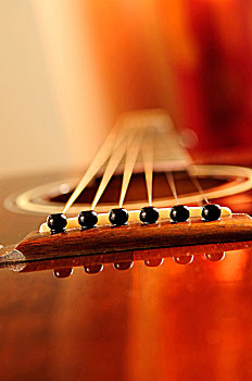 木吉他,桥,弦,特写