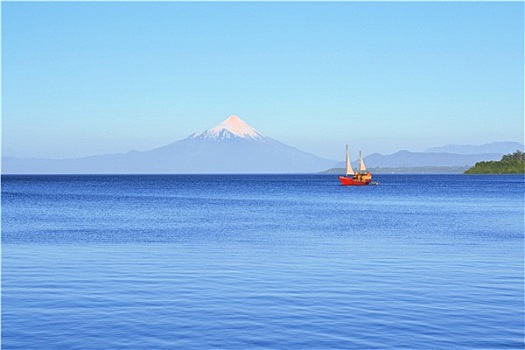 火山,湖,巴塔哥尼亚,智利