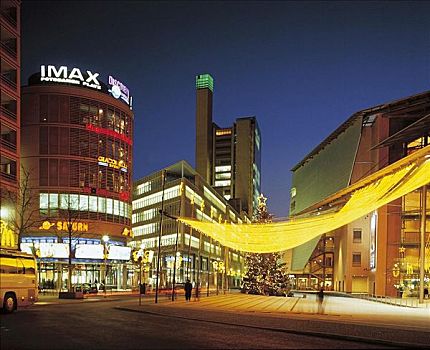 电影院,imax,霓虹灯,夜晚,柏林,德国,欧洲