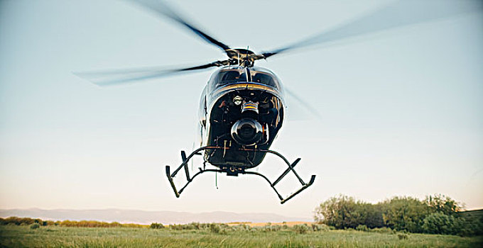 直升飞机,降落,起飞,乡村风光