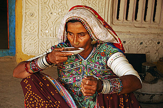 女人,种族,社区,茶,小屋,印度,五月,2009年
