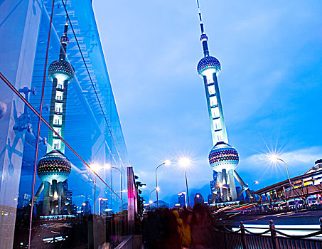 上海,漂亮,珍珠,塔楼,夜晚,中国,一个,上面,魅力