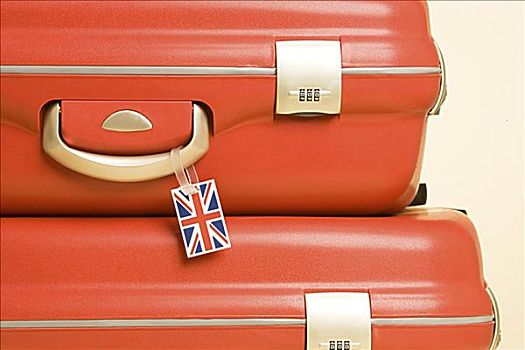手提箱,英国国旗,标签