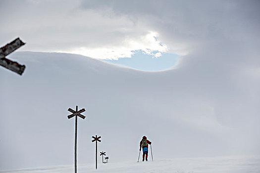 男人,滑雪