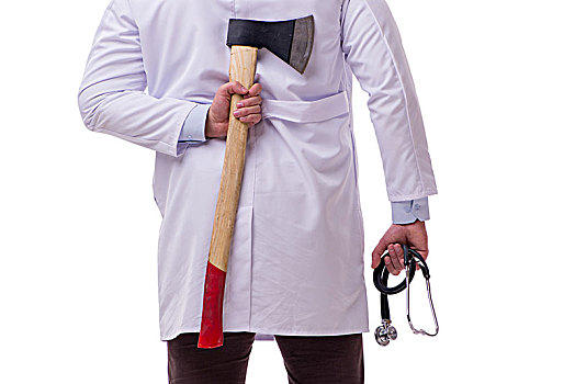 有趣,博士,斧子,隔绝,白色背景