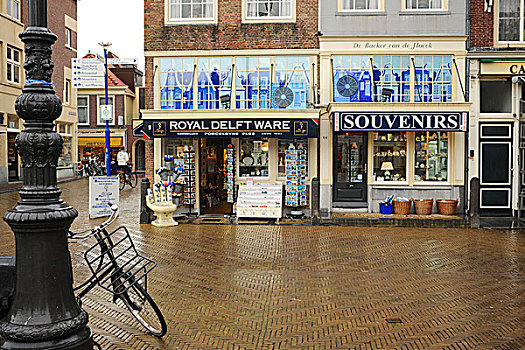 荷兰,纪念品,商店,市区,自行车,路灯,杆,一个人,离开,区域,背景,照片