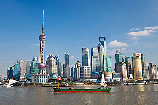 船,浦东,天际线,上海,中国
