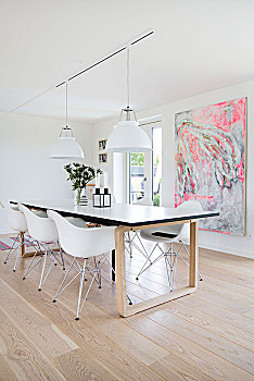 壳,椅子,现代,餐桌,正面,抽象,绘画